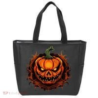 Scary Spooky Jack O Lantern Face Pumpkin Halloween Tote Bag thumb 0