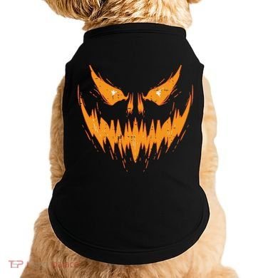 Scary Spooky Jack O Lantern Face Pumpkin Halloween Funny Doggie Tank