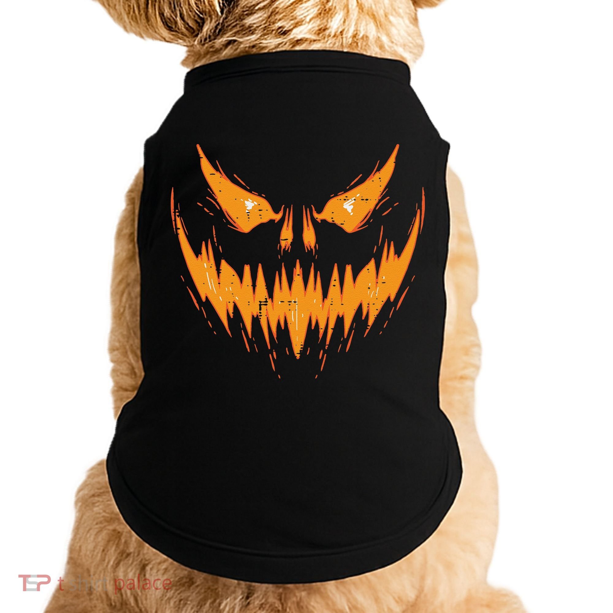 Scary Spooky Jack O Lantern Face Pumpkin Halloween Funny Doggie Tank