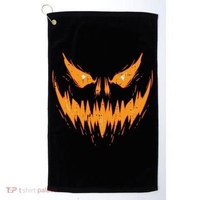 Scary Spooky Jack O Lantern Face Pumpkin Halloween Funny Golf Towel
