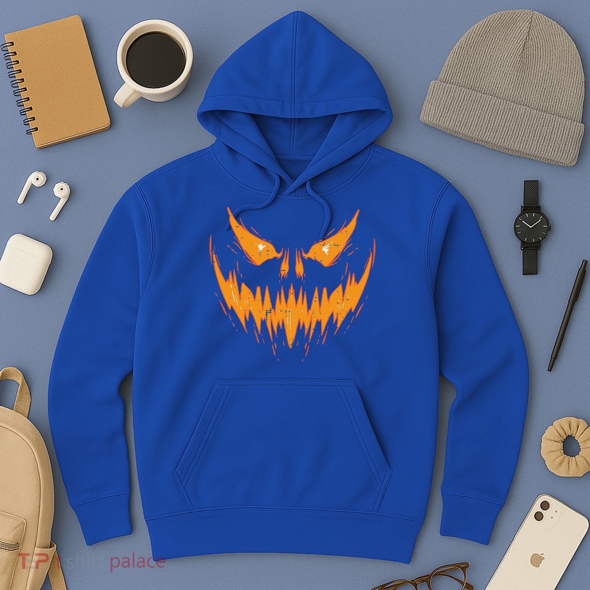 Scary Spooky Jack O Lantern Face Pumpkin Halloween Funny Hoodie