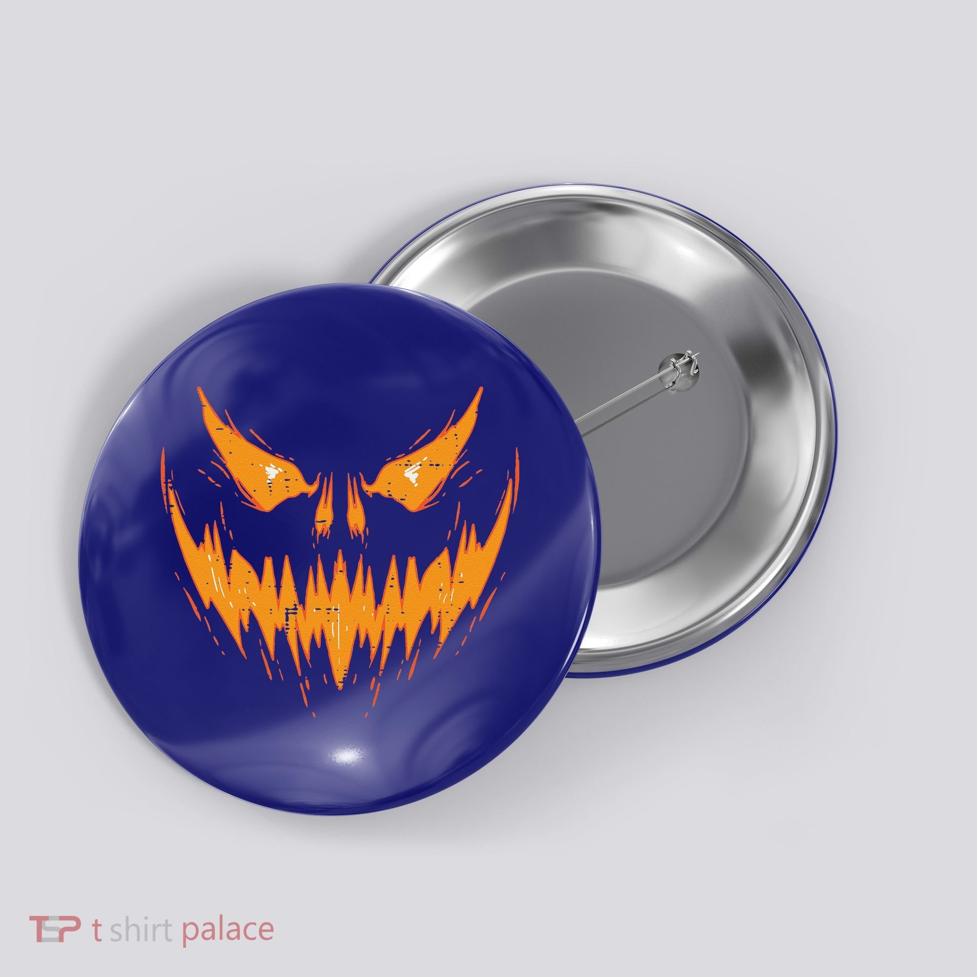 Scary Spooky Jack O Lantern Face Pumpkin Halloween Funny Button