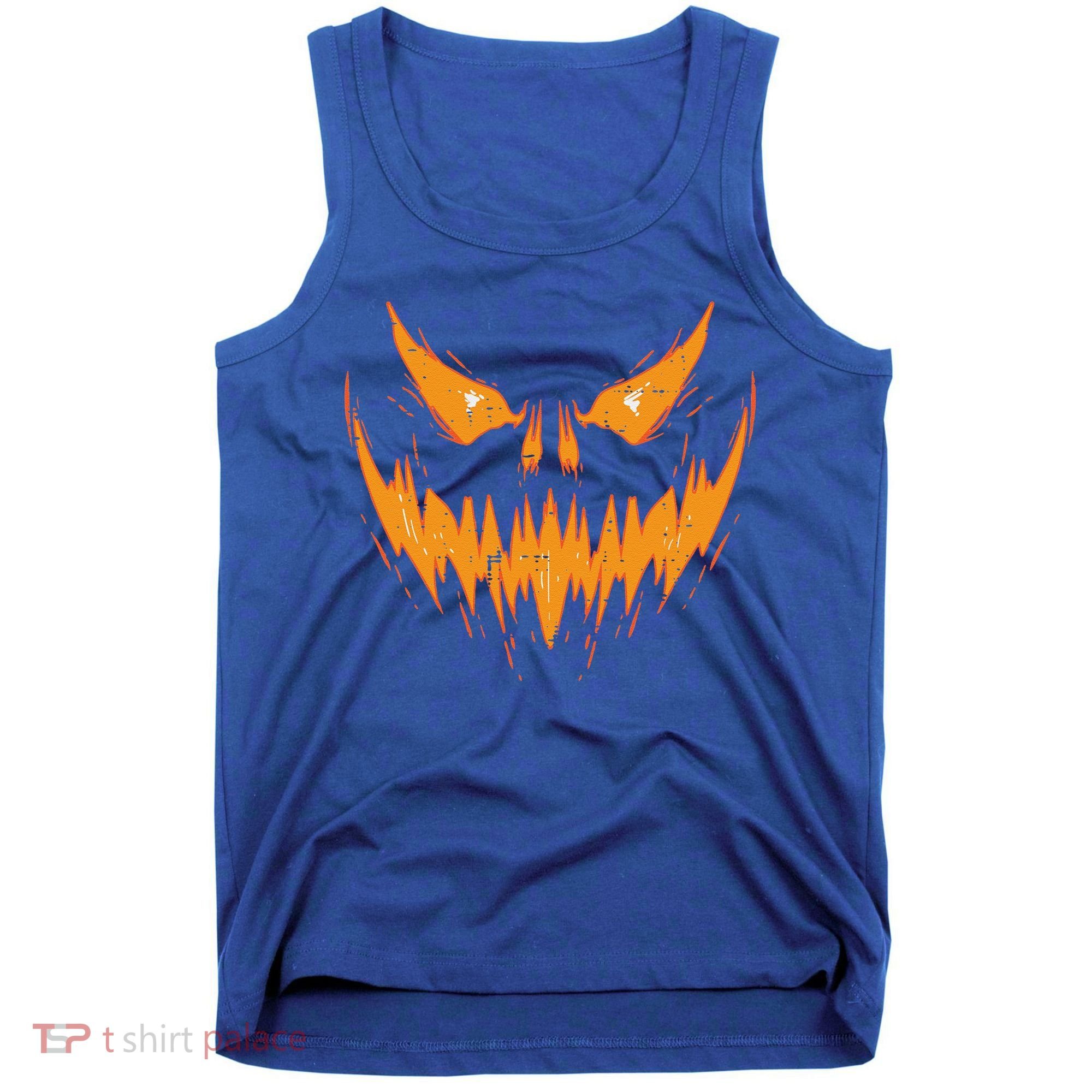 Scary Spooky Jack O Lantern Face Pumpkin Halloween Funny Tank Top