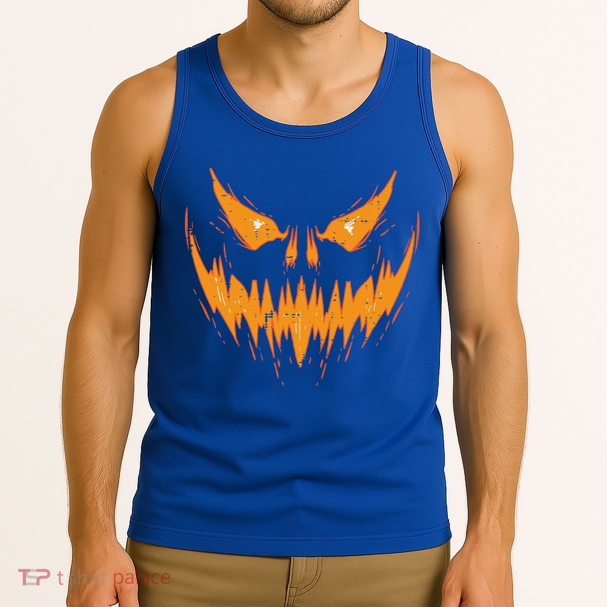 Scary Spooky Jack O Lantern Face Pumpkin Halloween Funny Tank Top