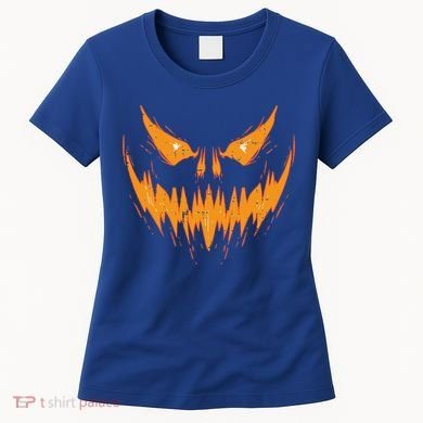 Scary Spooky Jack O Lantern Face Pumpkin Halloween Funny Women's T-Shirt