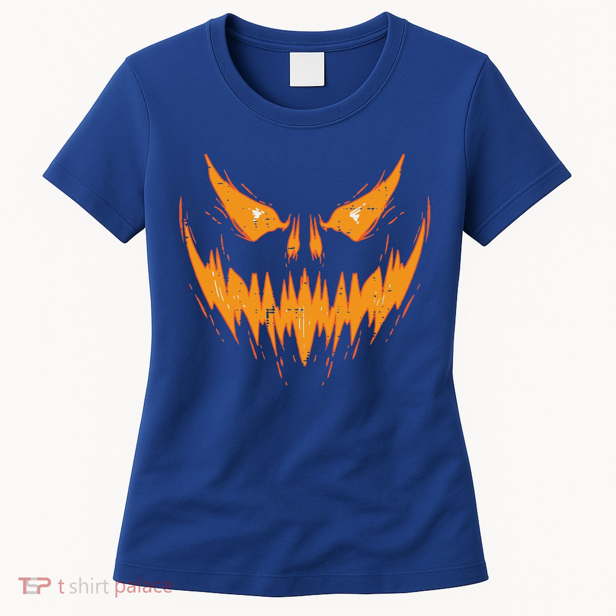 Scary Spooky Jack O Lantern Face Pumpkin Halloween Funny Women's T-Shirt