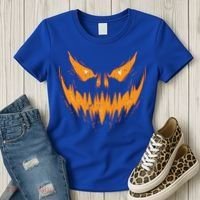 Scary Spooky Jack O Lantern Face Pumpkin Halloween Funny Women's T-Shirt thumb 3