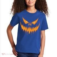 Scary Spooky Jack O Lantern Face Pumpkin Halloween Funny Kids T-Shirt thumb 2