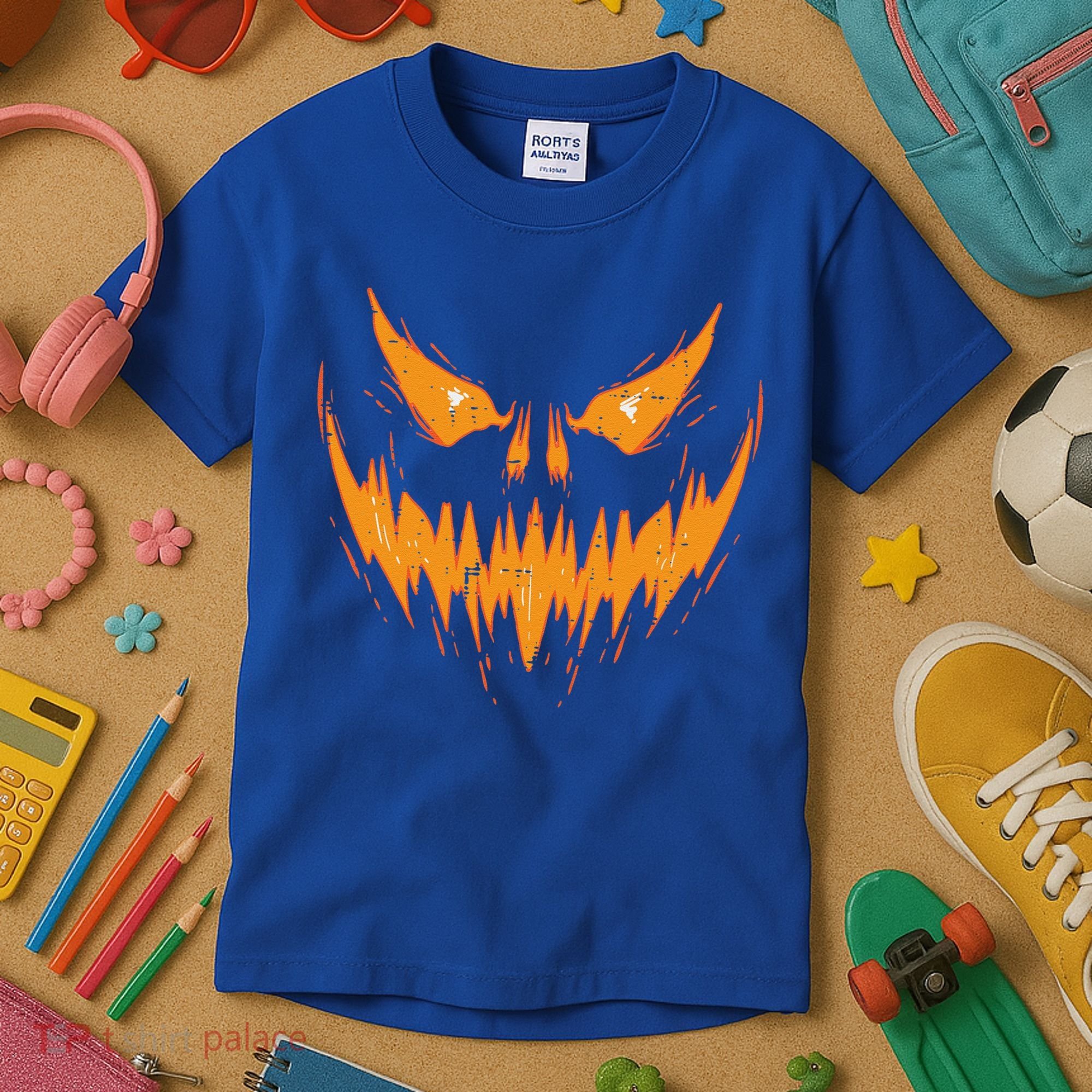 Scary Spooky Jack O Lantern Face Pumpkin Halloween Funny Kids T-Shirt