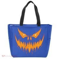 Scary Spooky Jack O Lantern Face Pumpkin Halloween Funny Tote Bag thumb 0