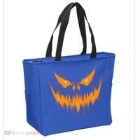 Scary Spooky Jack O Lantern Face Pumpkin Halloween Funny Tote Bag thumb 2