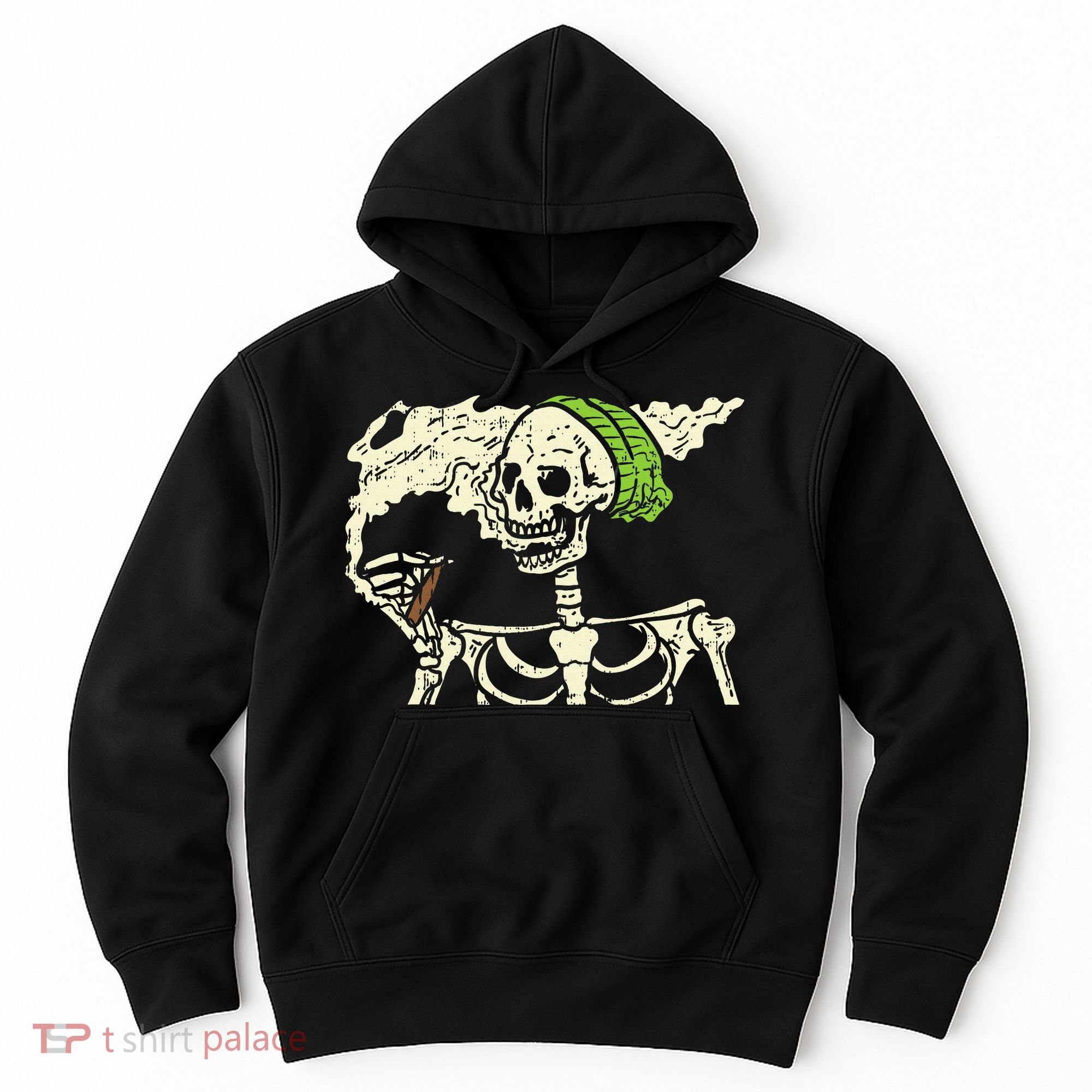 Smoking Skeleton Joint Funny Weed Pot 420 Cannabis Halloween Hoodie