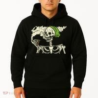 Smoking Skeleton Joint Funny Weed Pot 420 Cannabis Halloween Hoodie thumb 2