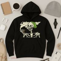 Smoking Skeleton Joint Funny Weed Pot 420 Cannabis Halloween Hoodie thumb 3