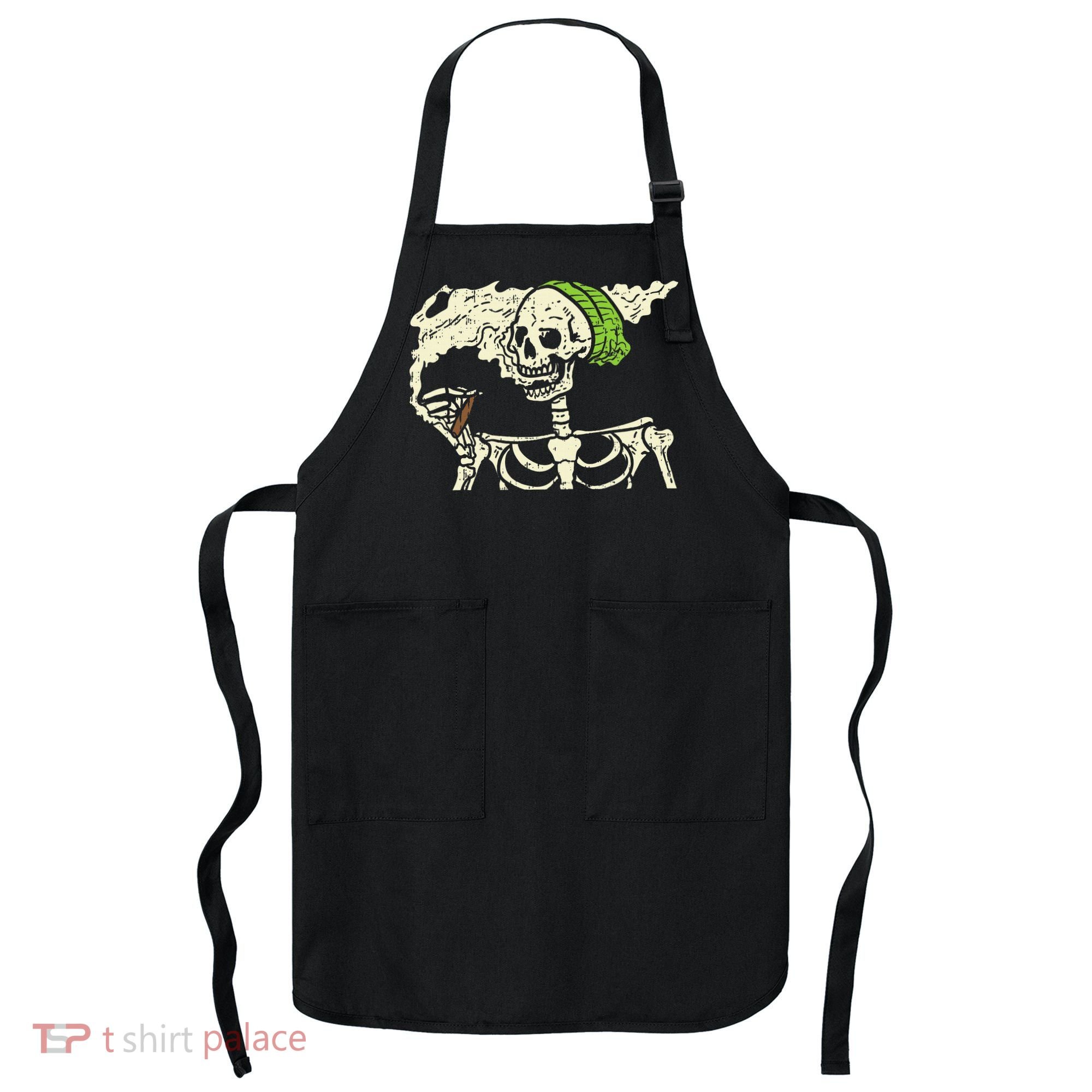 Smoking Skeleton Joint Funny Weed Pot 420 Cannabis Halloween Apron