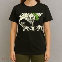 Smoking Skeleton Joint Funny Weed Pot 420 Cannabis Halloween T-Shirt thumb 4