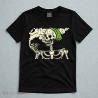 Smoking Skeleton Joint Funny Weed Pot 420 Cannabis Halloween T-Shirt thumb 5