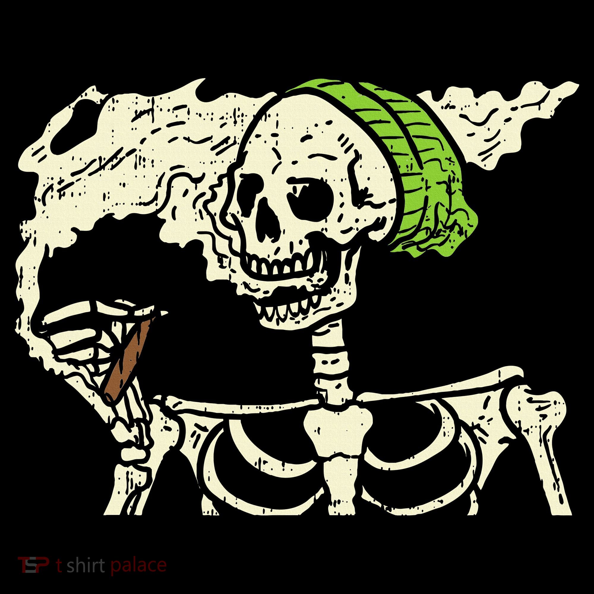Smoking Skeleton Joint Funny Weed Pot 420 Cannabis Halloween T-Shirt