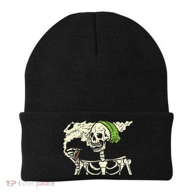 Smoking Skeleton Joint Funny Weed Pot 420 Cannabis Halloween Beanie