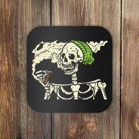 Smoking Skeleton Joint Funny Weed Pot 420 Cannabis Halloween Coaster thumb 0
