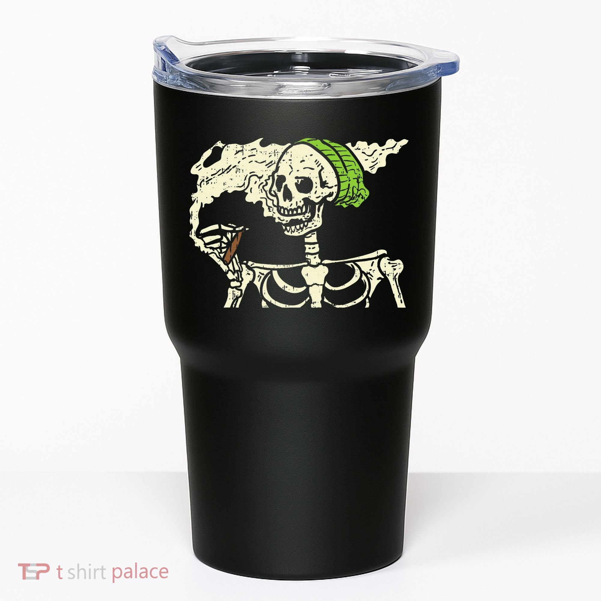 Smoking Skeleton Joint Funny Weed Pot 420 Cannabis Halloween Tumbler