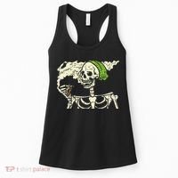 Smoking Skeleton Joint Funny Weed Pot 420 Cannabis Halloween Women's Tank Top thumb 0