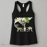 Smoking Skeleton Joint Funny Weed Pot 420 Cannabis Halloween Women's Tank Top thumb 3