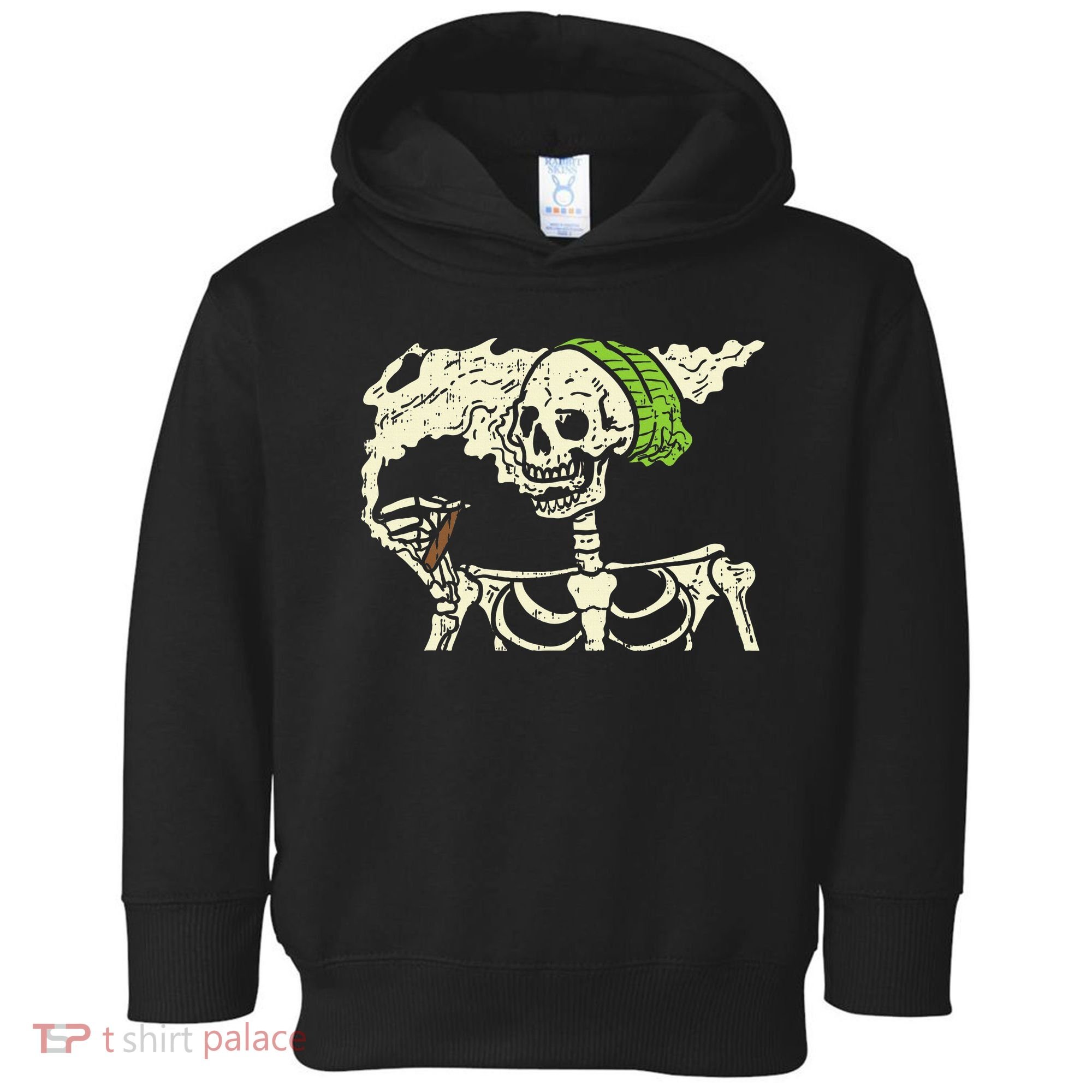 Smoking Skeleton Joint Funny Weed Pot 420 Cannabis Halloween Toddler Hoodie