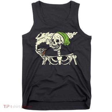 Smoking Skeleton Joint Funny Weed Pot 420 Cannabis Halloween Tank Top
