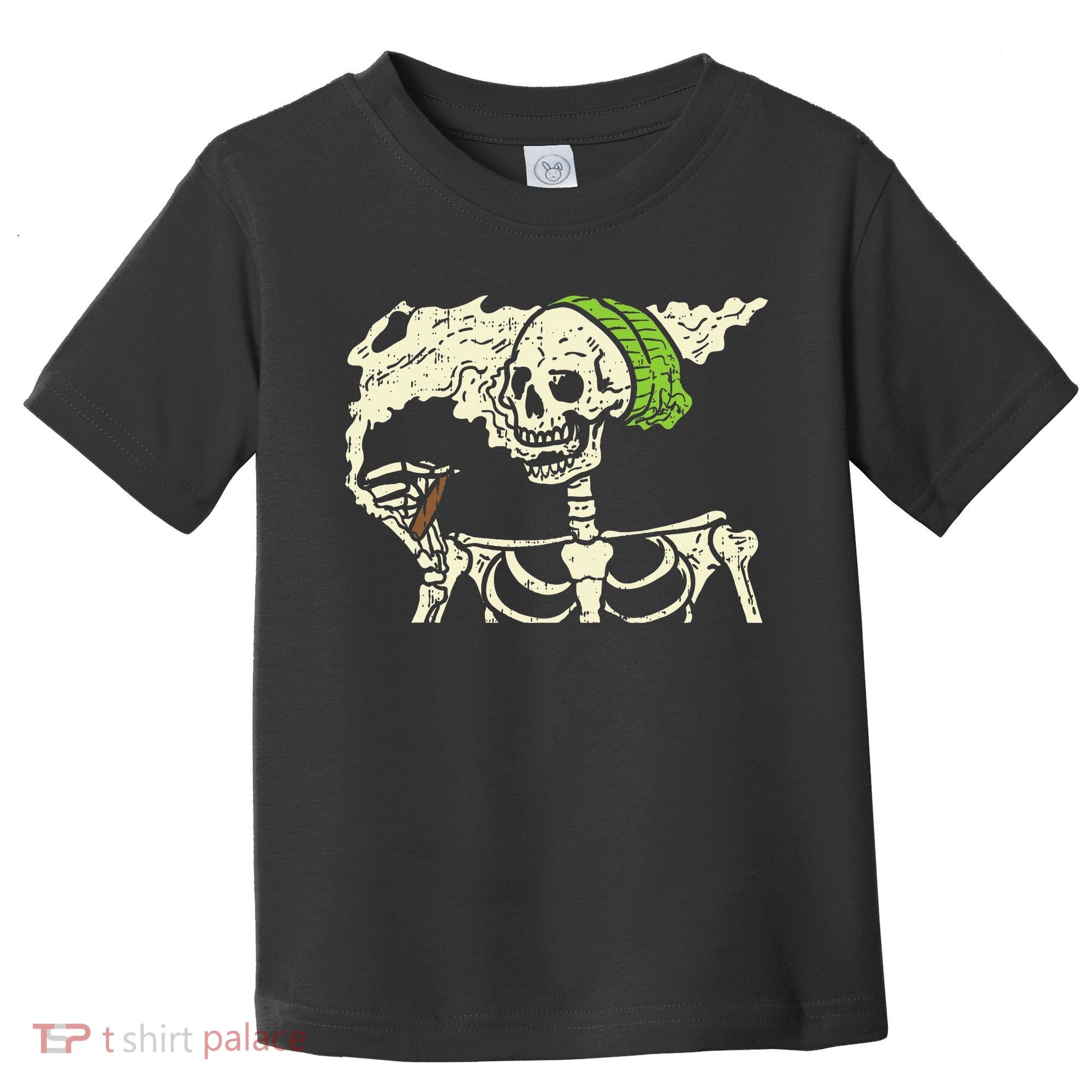 Smoking Skeleton Joint Funny Weed Pot 420 Cannabis Halloween Toddler T-Shirt