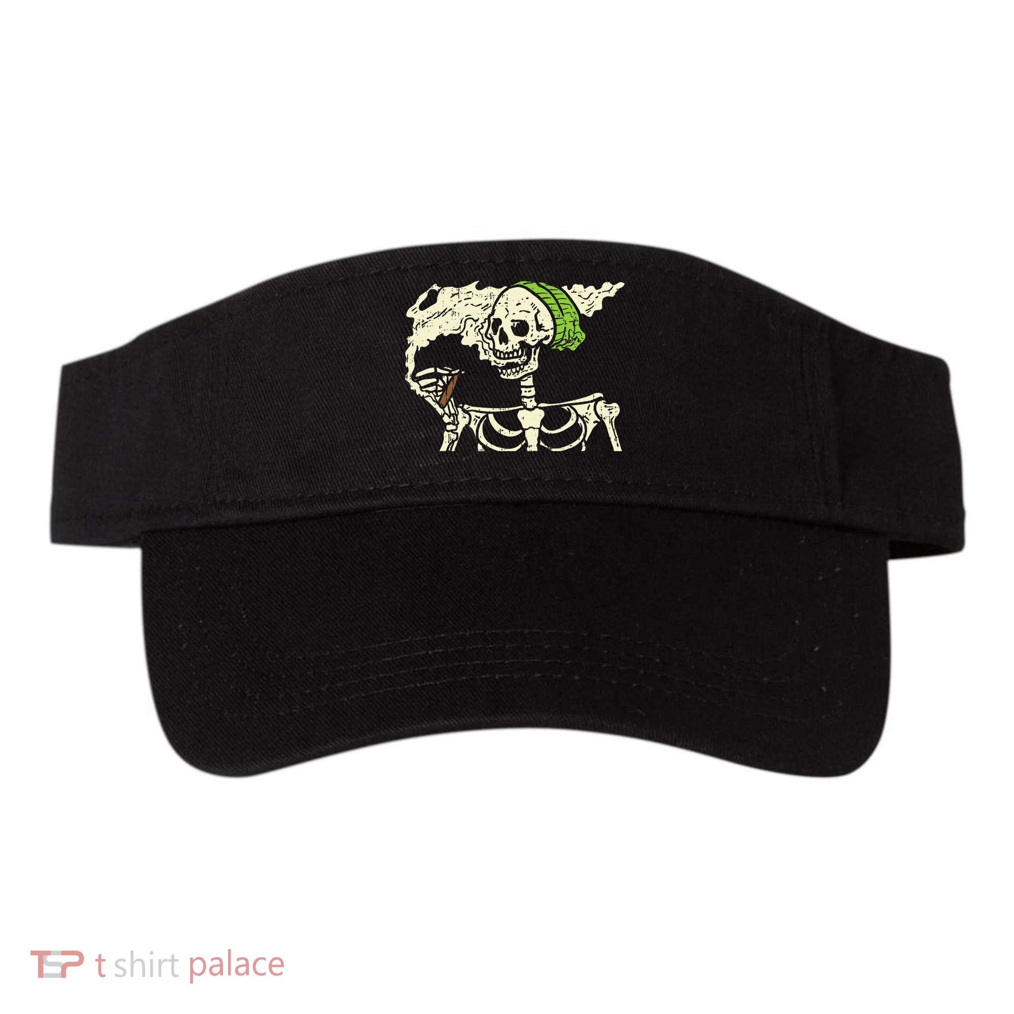 Smoking Skeleton Joint Funny Weed Pot 420 Cannabis Halloween Visor