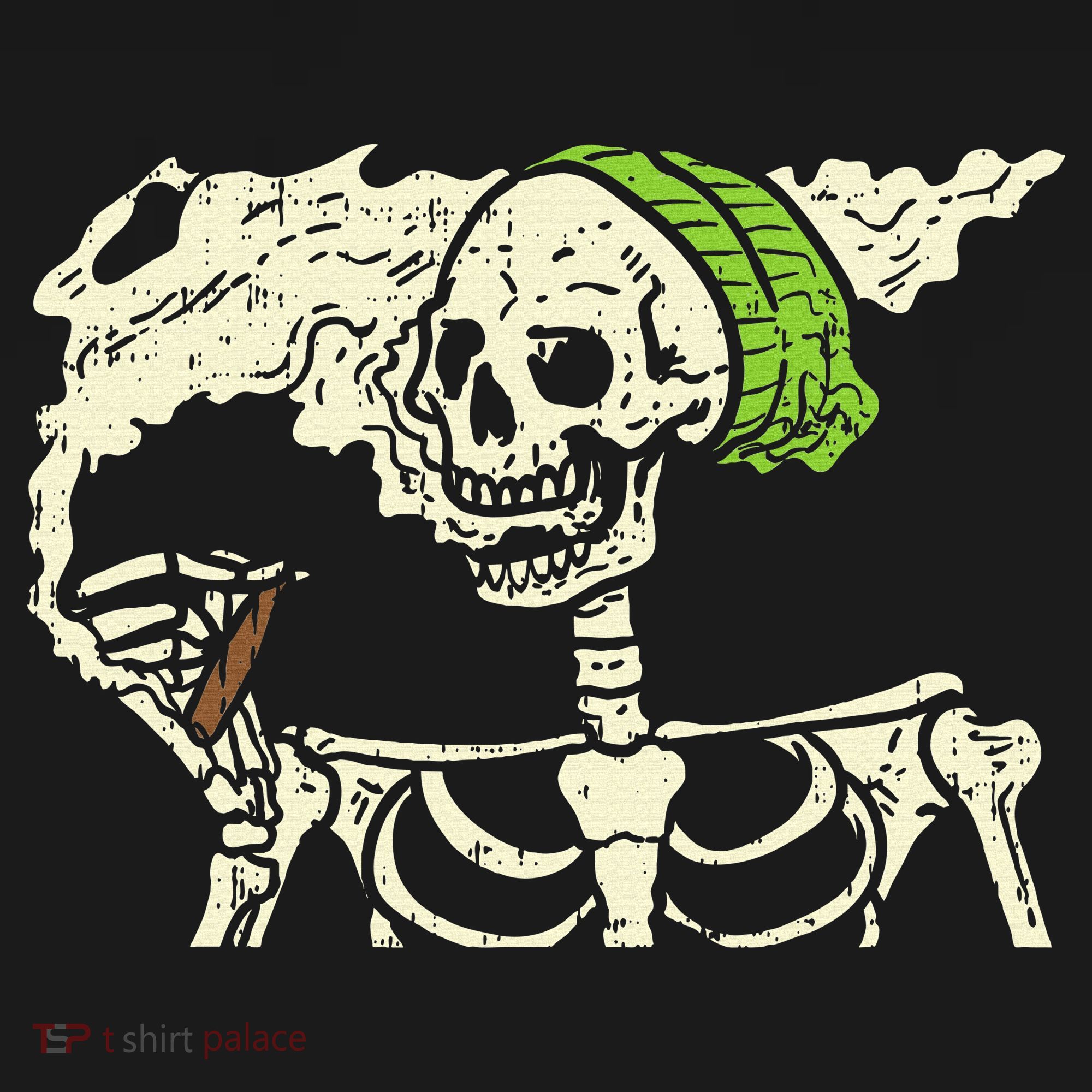 Smoking Skeleton Joint Funny Weed Pot 420 Cannabis Halloween Women's T-Shirt