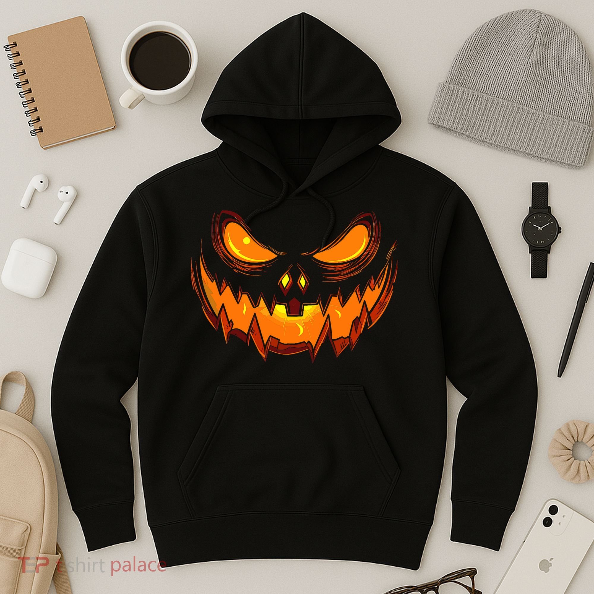 Scary Spooky Jack O Lantern Face Pumpkin Halloween Hoodie