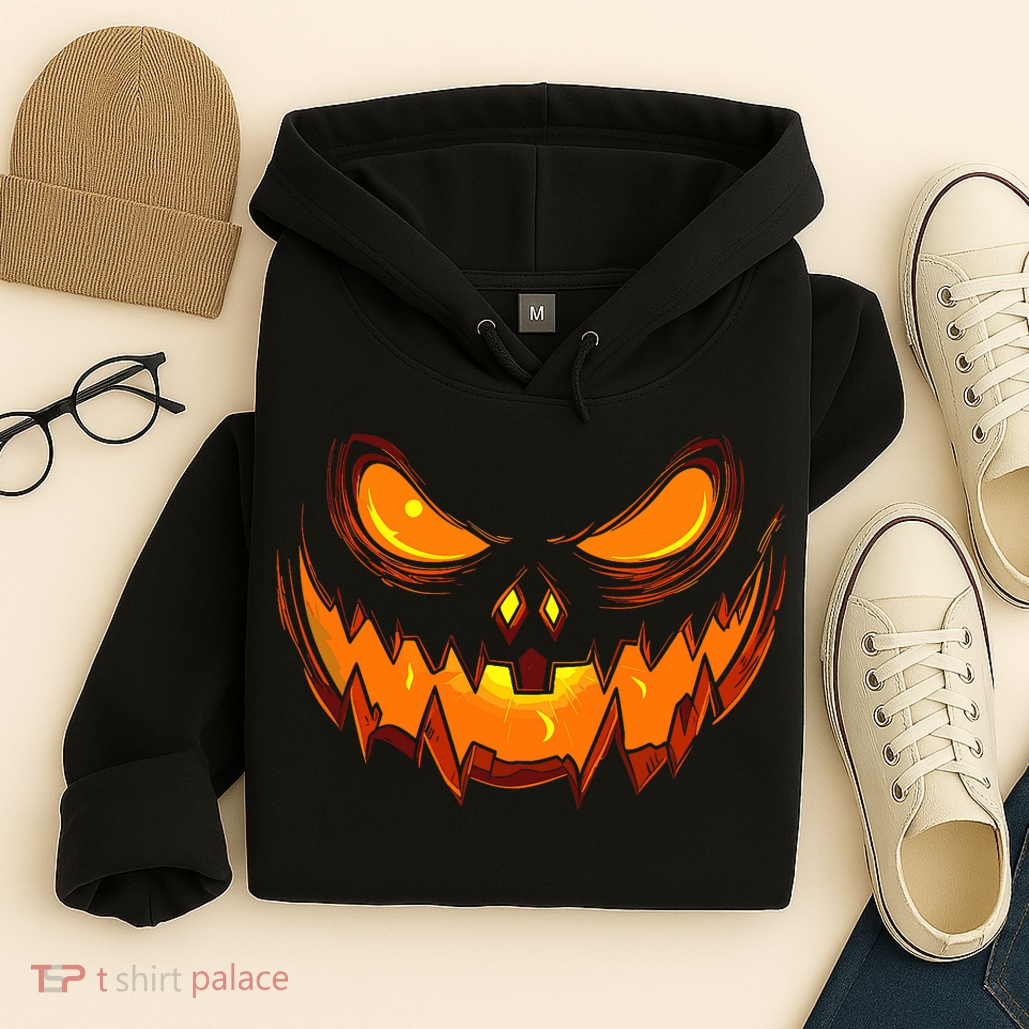 Scary Spooky Jack O Lantern Face Pumpkin Halloween Hoodie