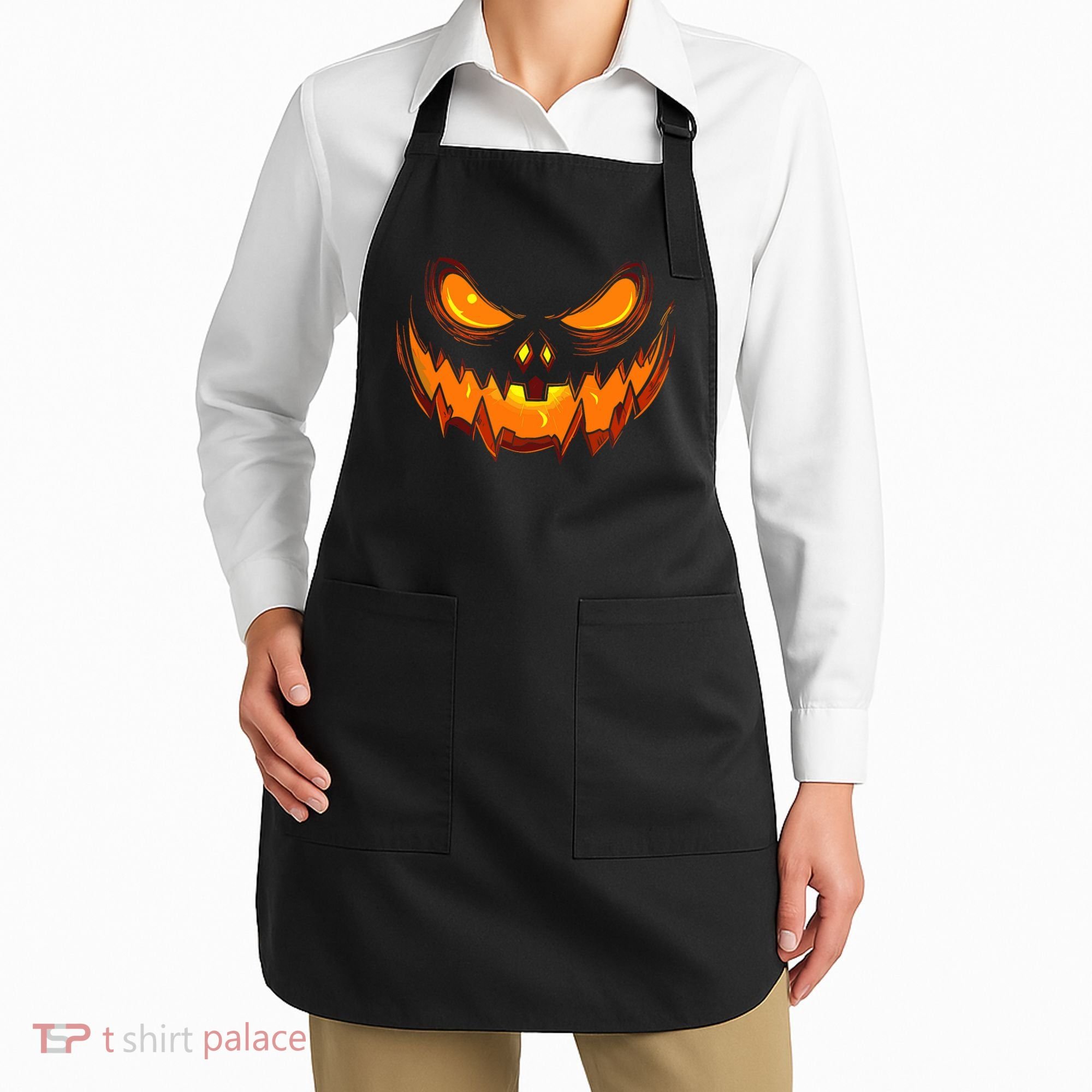 Scary Spooky Jack O Lantern Face Pumpkin Halloween Apron