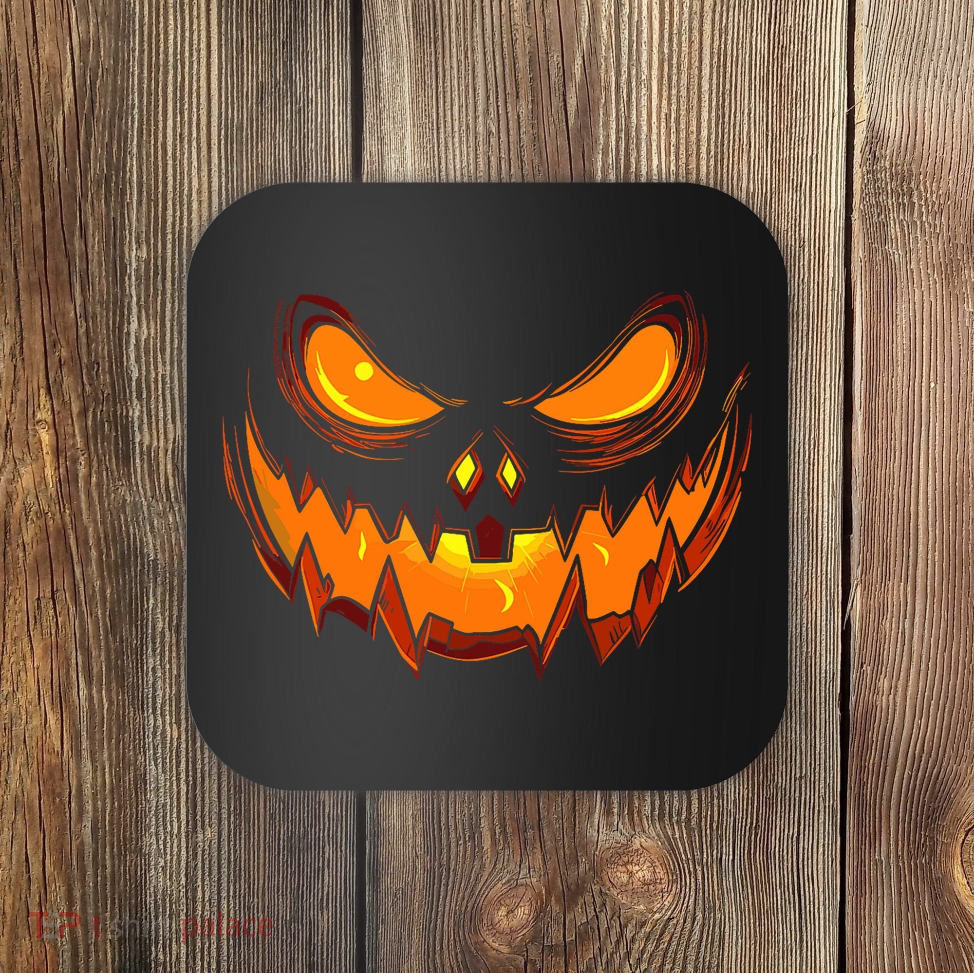 Scary Spooky Jack O Lantern Face Pumpkin Halloween Coaster
