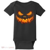 Scary Spooky Jack O Lantern Face Pumpkin Halloween Baby Bodysuit thumb 0
