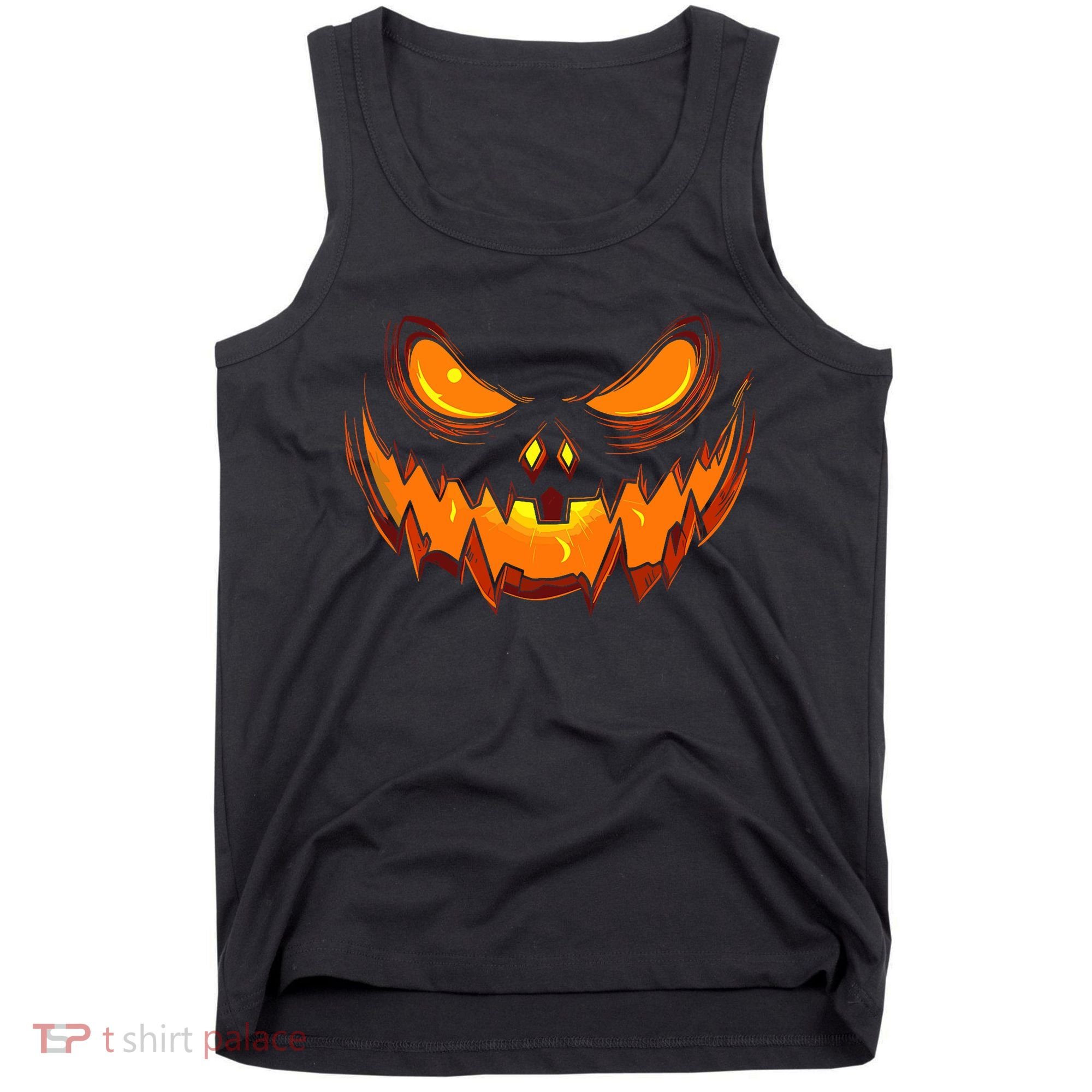 Scary Spooky Jack O Lantern Face Pumpkin Halloween Tank Top
