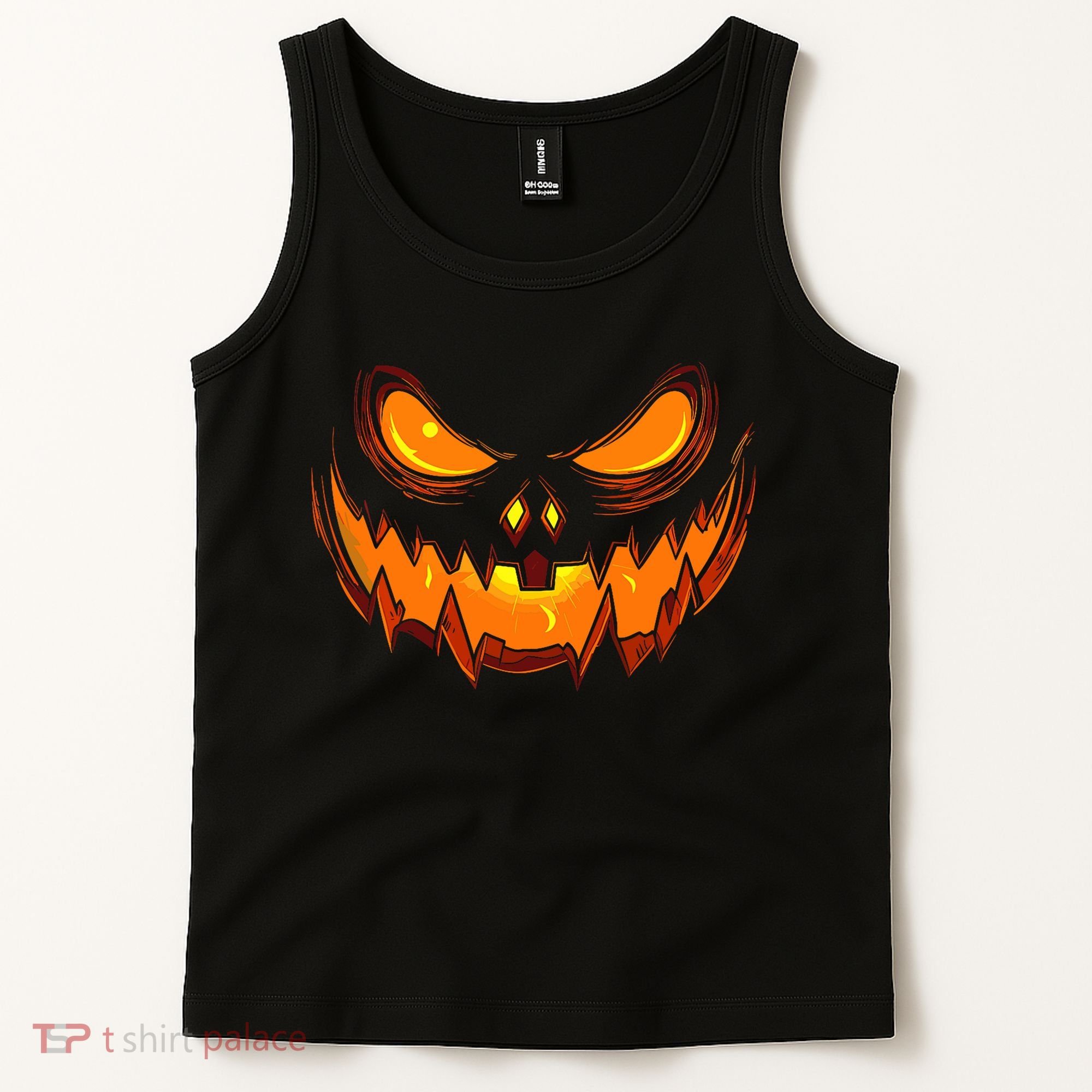Scary Spooky Jack O Lantern Face Pumpkin Halloween Tank Top