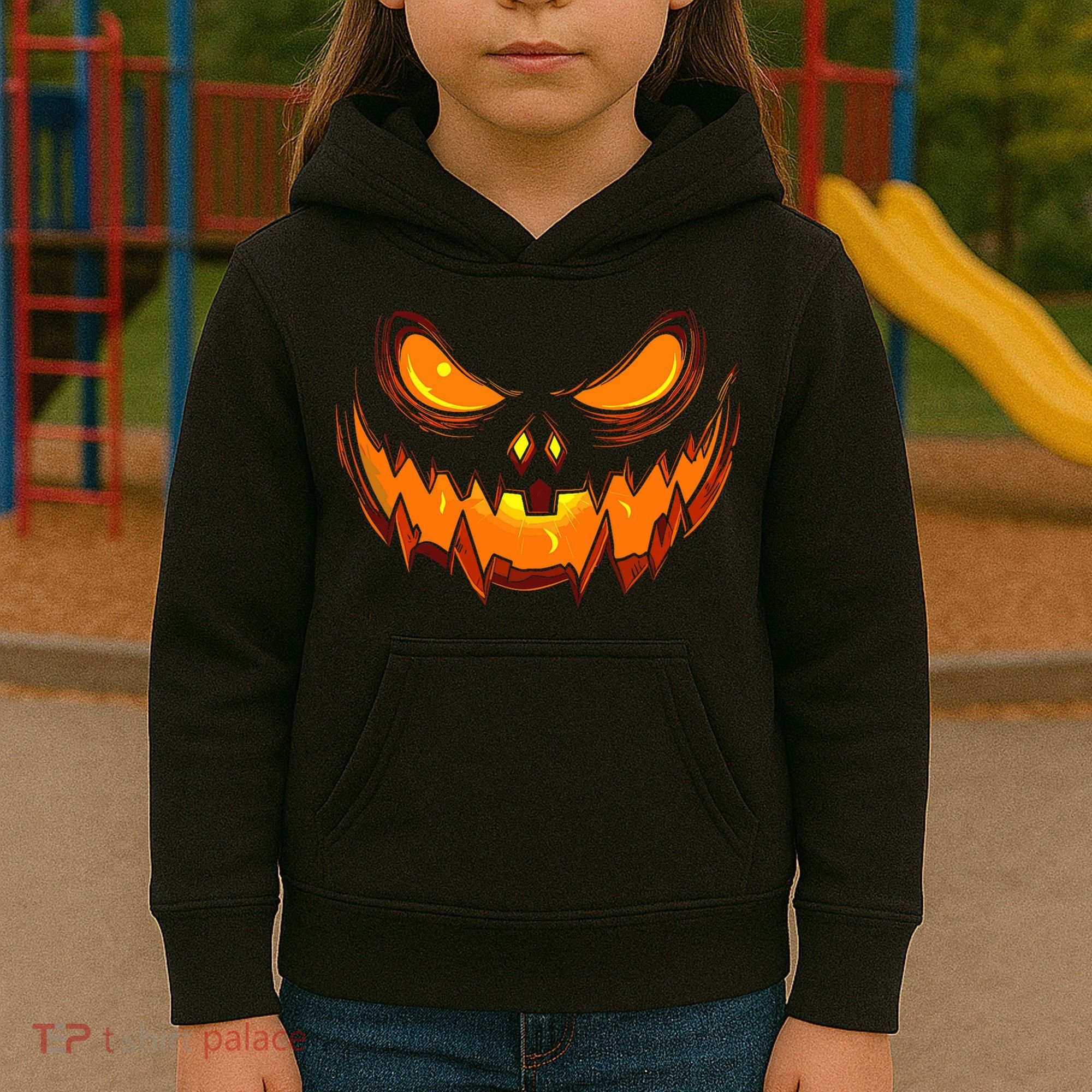 Scary Spooky Jack O Lantern Face Pumpkin Halloween Kids Hoodie