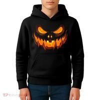 Scary Spooky Jack O Lantern Face Pumpkin Halloween Kids Hoodie thumb 4