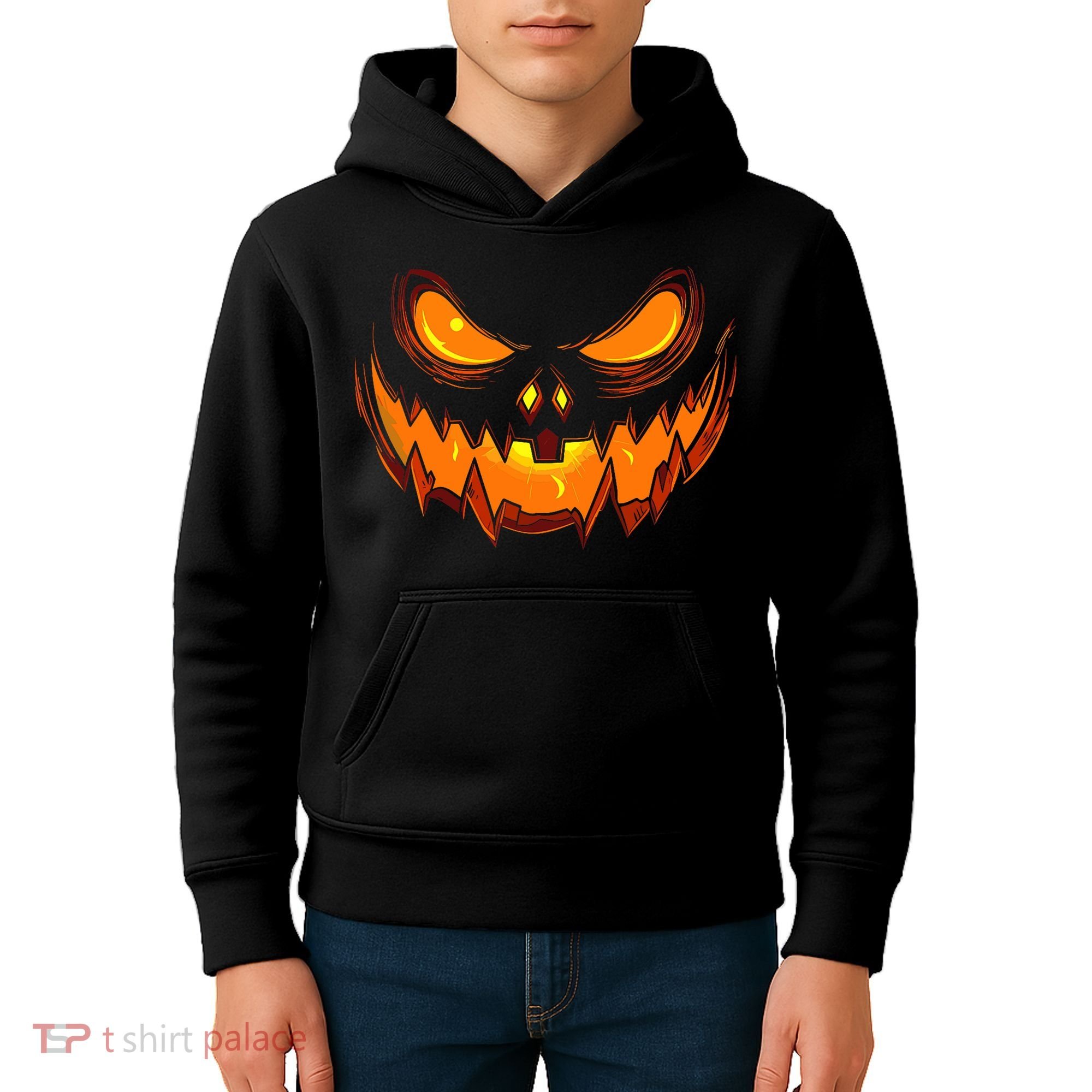 Scary Spooky Jack O Lantern Face Pumpkin Halloween Kids Hoodie