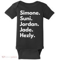 Simone. Suni. Jordan. Jade. Hezly Baby Bodysuit thumb 0