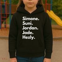 Simone. Suni. Jordan. Jade. Hezly Kids Hoodie thumb 3