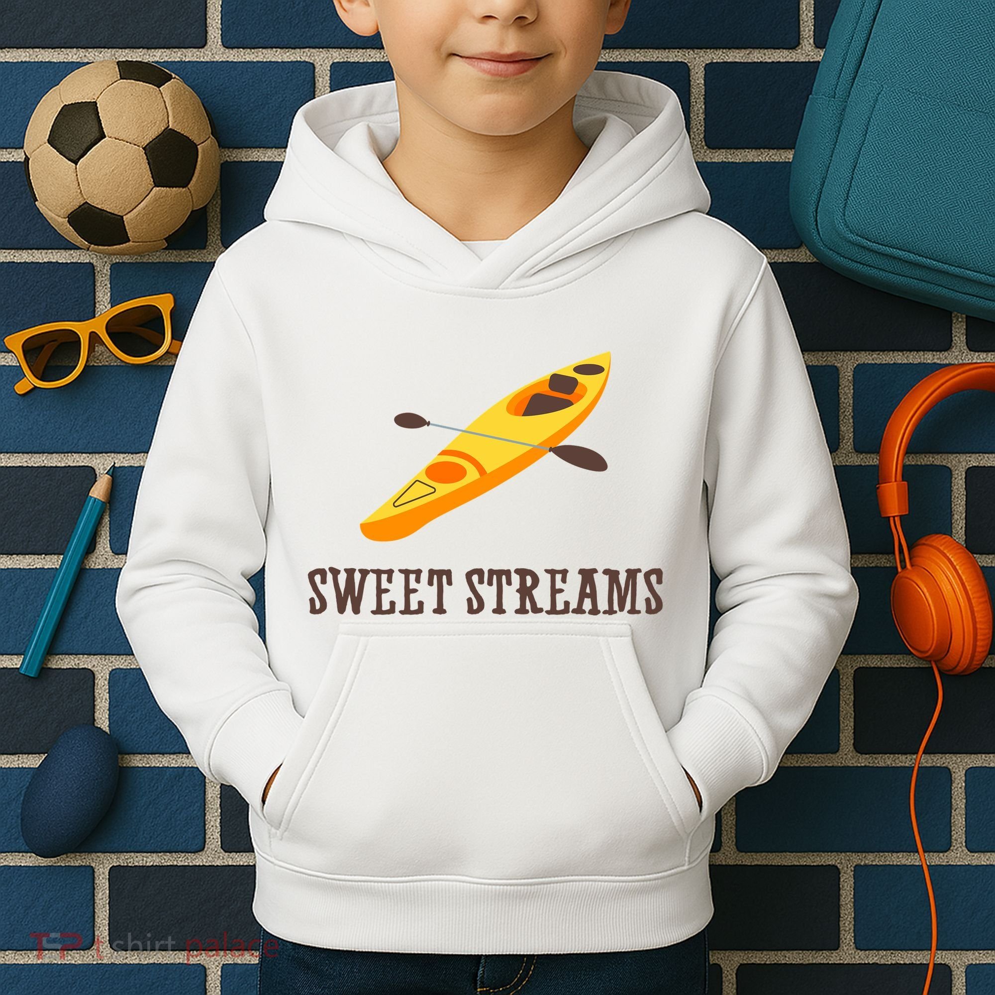 Sweet Streams Kayak Canoeing Boat Kids Hoodie