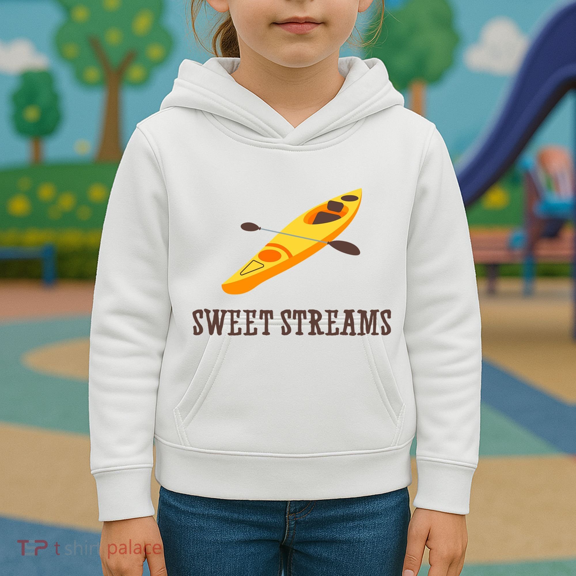Sweet Streams Kayak Canoeing Boat Kids Hoodie