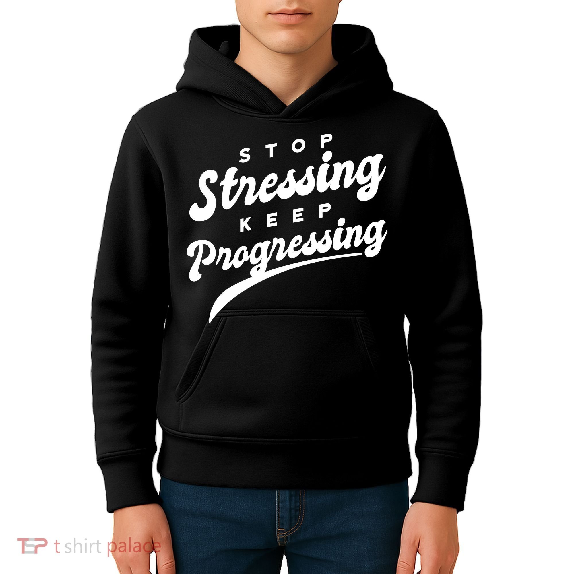 Stop Stressing Keep Progressing Quote Kids Hoodie
