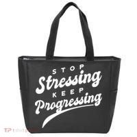 Stop Stressing Keep Progressing Quote Tote Bag thumb 0
