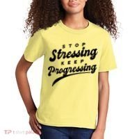 Stop Stressing Keep Progressing Quote Kids T-Shirt thumb 2