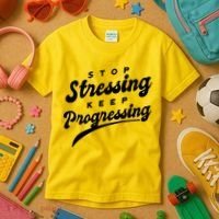Stop Stressing Keep Progressing Quote Kids T-Shirt thumb 3